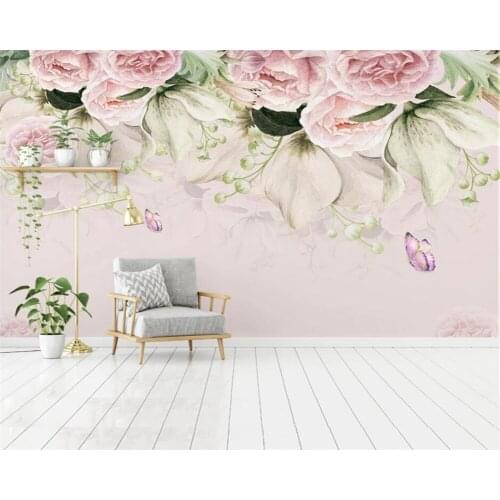 Beibehang Custom new decorative painting wallpaper Nordic minimalist flower butterfly background wall wall papers home decor