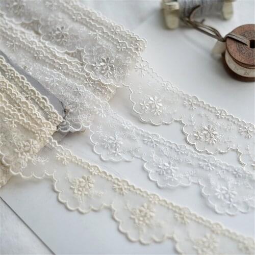 AHYONNIEX 4.5cm x 1 Meter White Lace Ribbon Trim DIY Embroidered Lace Trims For Sewing Decoration Doll Clothes DIY Lace Fabric