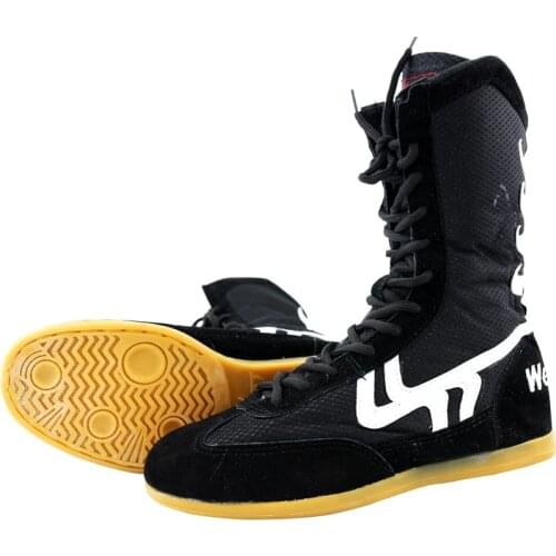 Men Women Boxing Wrestling Shoes Cow Muscle Outsole Breathable Combat Sneakers Lace Up Boots Boxing Shoes Size 35-46