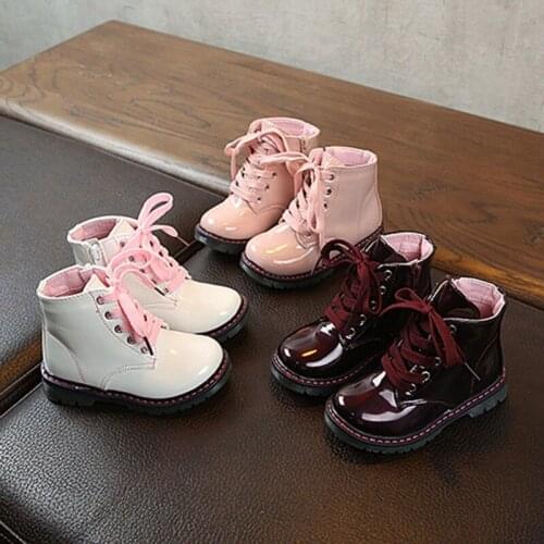 New Children Shoes Boots for Children Size 21-30 Martin Boots for Girl PU Leather Waterproof Kids Snow Shoes Girls Boots