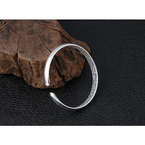 Solid 999 sterling Silver men women HEART SUTRA Mantra cuff bracelet bangle A4846