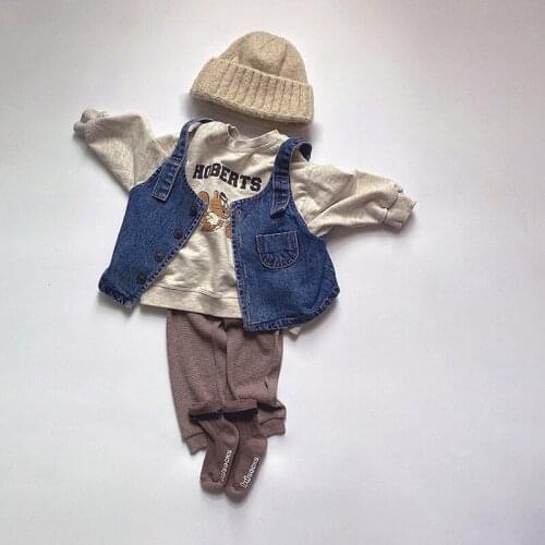 Childrens Clothing Boys and Girls Baby Childrens Autumn Clothing Infant Retro Denim Vest Single-Breasted Fashionable Vest