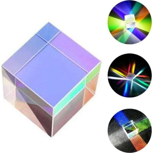 Dichroic Glass Optical Color X-Cube Four Side Polished Prism Glass K9 For Teaching Rainbow 5*5*5mm Experiment Cube F2H9