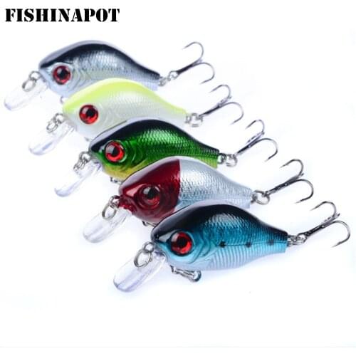 FISHINAPOT New Arrive 1PCS Small Hard bait Crankbait 6cm/8.8g Fishing Lure Topwater Bass Carp Fishing Wobbler Treble Hook Tackle