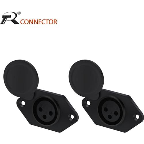 XLR 3pin Female Jack Connector 3Pcs Socket Black Plastic Converter Panel Mount Type for Microphone MIC Terminal