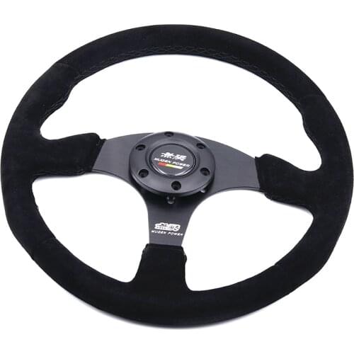 Mugen 14inch/350mm Racing Car Suede Leather Steering Wheel Tuning Drift Game 70mm PCD