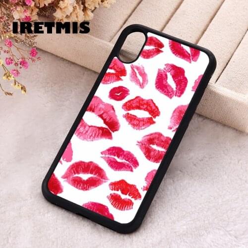 Iretmis 5 5S SE 2020 phone cover cases for iphone 6 6S 7 8 Plus X Xs Max XR 11 12 MINI Pro Soft Silicone TPU Red Kisses Lips