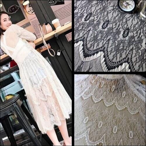 2 Yard / Lot Exquisite eyelashes lace fabric DIY 150cm wide clothing wedding dress curtains sew accessories home decoration