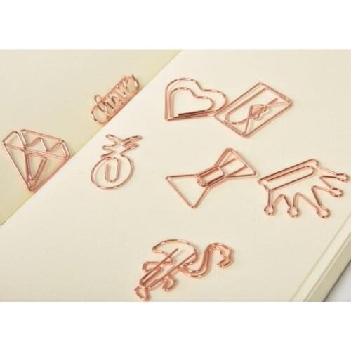 Creative Metal Paper Clips Rose Gold Crown Flamingo Paper Clips Bookmark Memo Planner Clips School Office Stationery Supplies