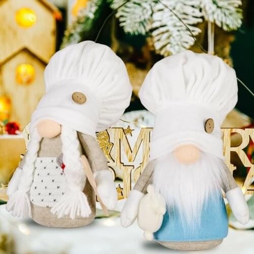 T84E Kitchen Chef Gnome Plush Handmade Baker Swedish Tomte Home Farmhouse Tiered Shelf Tray Table Decoration