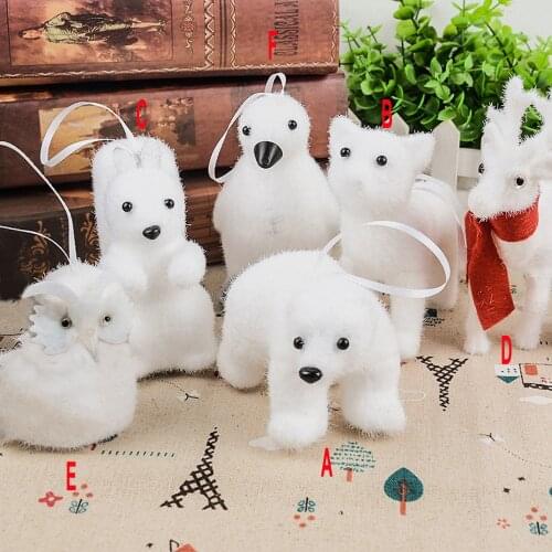 Mini Cute Plush White Bear Christmas Tree Pendant Decoration Home Decoration Christmas Gifts Kids Favor Lovely Doll Decor #W3