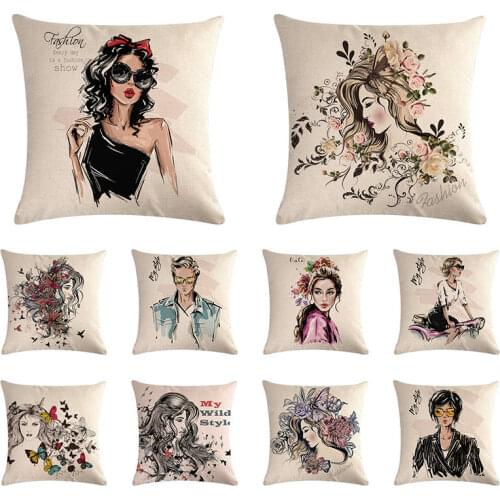 Fashion Cartoon Super Mothers Love Pillow Case Linen Decor Family Series Cushion Cover for Sofa Home Throw Pillowcase TX77