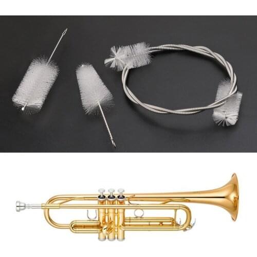 3pcs Trumpet Maintenance Cleaning Care Kit Valve Mouthpiece Flexible Brush Clean