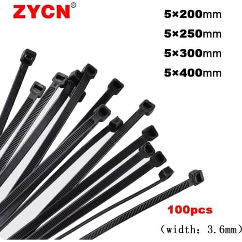 Self-Locking Nylon Ties 3.6X300 Fastening Ring Plastic Loop Wire Wraps Strap 3.6X200 Cable Zip Set Various Specifications 100pcs