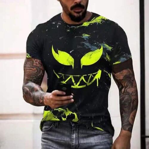 2021 New Oversized T Shirt for Men Casual Short Sleeve Hip Hop Smiling Face Print Plus Size Tee Shirt Pullover Mens T-shirt Top