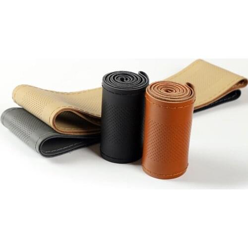 Car Steering Wheel Braid Cover Needles And Thread Artificial Leather Car Covers Suite 4 Color DIY Texture Soft Auto Accessories