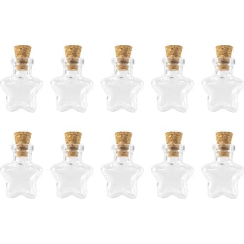 Pentagram Star Mini Cute Bottles Pendants Small Glass Bottles With Cork Transparent Clear Jars Gifts Vial 20pcs Free Shipping