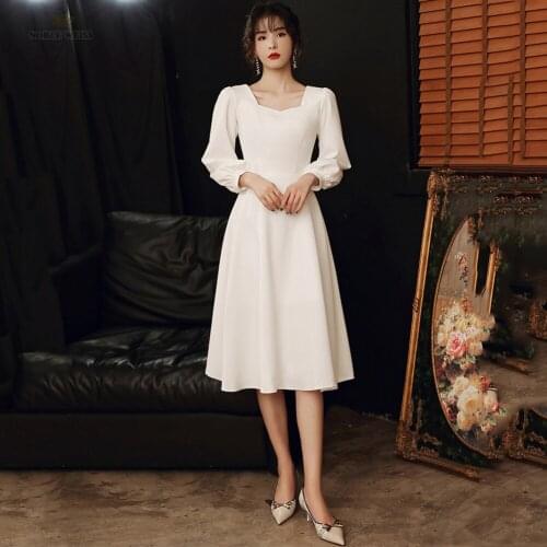 Prom Dresses Knee-Length Cocktail Dresses Satin A-line Dresses Woman Party Night Prom Dress