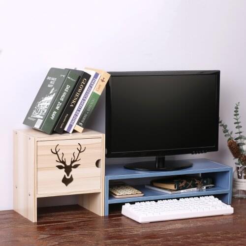 Wood Monitor Stand Riser Desktop Organizer 2 in 1 Laptop Table Stand with Storage Organizer Computer Stand Riser Table Storage