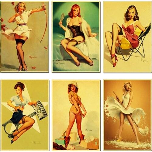 PIN UP GIRLS beauty Retro Poster Vintage poster Wall Decor For Home Bar Cafe for personal room decor
