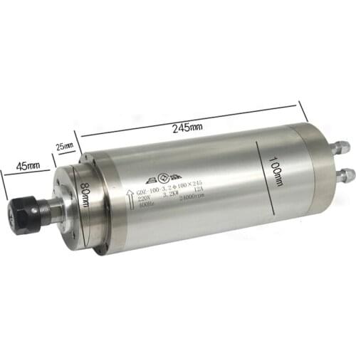 Engraving machine water-cooled motor spindle, 3.2KW 220/380V 12A 400HZ speed 0-24000rpm chuck ER20 motor diameter 100mm