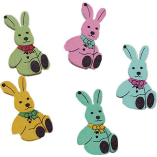 Sewing Accessories Buttons Wood Buttons Decorative Crafts Multicolor 2 Holes Rabbit Bowknot Buttons Scrapbook 34x20mm 7NK05