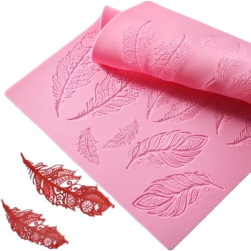 Lace Silicone Mold Moisturizing Cake Food Grade Silicone Mold Cake Lace Sucrose Silicone Lace Pad Mold Gorgeous Feather H854