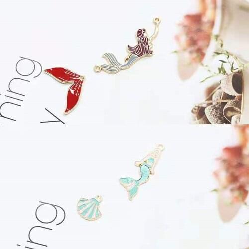 Fairy Tale Style Mermaid Tail Fish Pendulum Shell Pendant Homemade Earrings Earrings Accessories Handmade DIY Necklace Materials