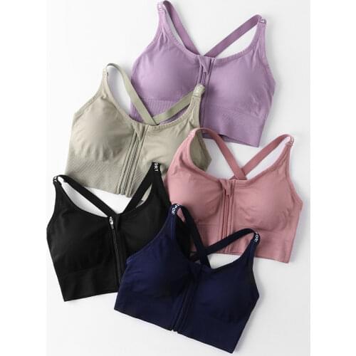 Sports bra front zipper no rims fitness womens sportswear womens sports top bra gym women underwear push up underwear
