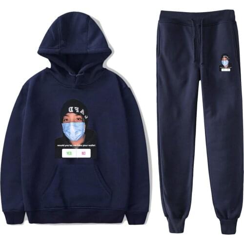 Wonder Egg Priority spring letter printing all-match sport hoodie sportswear sweatshirt trouser two-piece suit