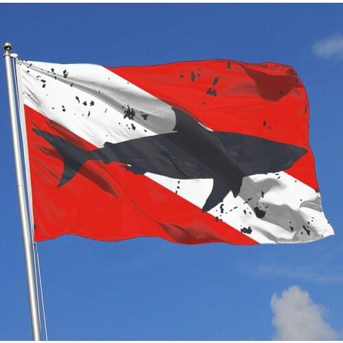 Vintage Shark Scuba Dive Flag Super Polyester Flag 3x5 F Banner with Grommets