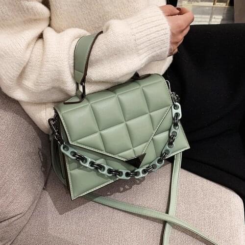 Womens Small Square Bag 2021 Fashion New Quality PU Leather Womens Handbags Solid Color Lingge Shoulder Messenger Bags