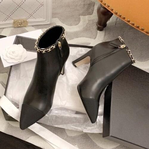 Mental Chian Women Pums Mixed Color Patchwork Women Ankle Boots Sexy HIgh Heels Women Chelsea Boots Genuine Leather Combat Boots