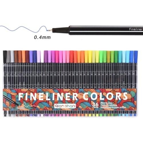 0.4 mm 36Colors Fineliner Marker Pens Drawing Sketch Art Liner Felt Tip Pen Water Based Assorted Ink School Stationery