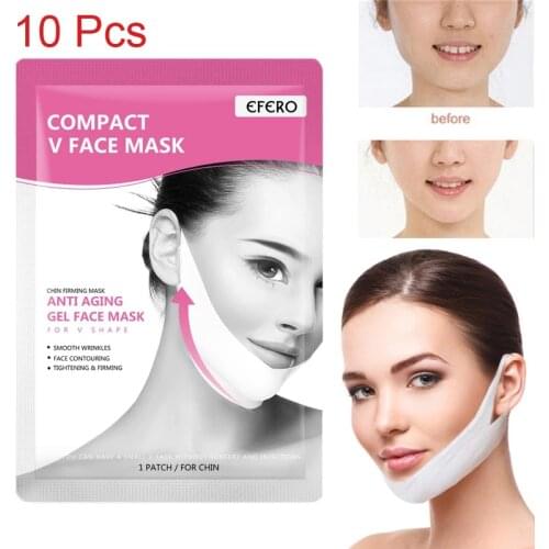 10pcs Women Lift V Face Chin Lifting Masks Slimming Wrinkle Smooth Cream Face Slimming Face Neck Peel-off Masks for the Face