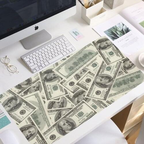 100 Dollars Banknotes Pattern Printing Mouse Pad Novelty Ideas Gift Overlock Dese Mat Large USD 900x400mm keyboard mouse pad mat