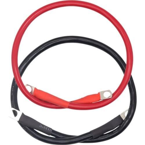 2 Foot 4 AWG Battery Cable Wire with 3/8 inch Ring Terminals Universal for Car Marine Boat ATV Lawn Mower