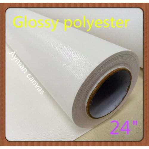 2 rolls of Glossy surface 24"*30m size poleyster canvas rolls for wholesale