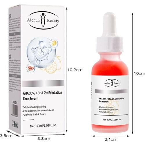 2 pcs AHA 30% + BHA 2% Peeling Serum Mask Hyaluronic acid Exfoliating Brighten Anti-Aging Moisturizer Treats Acne Face Care 30ml