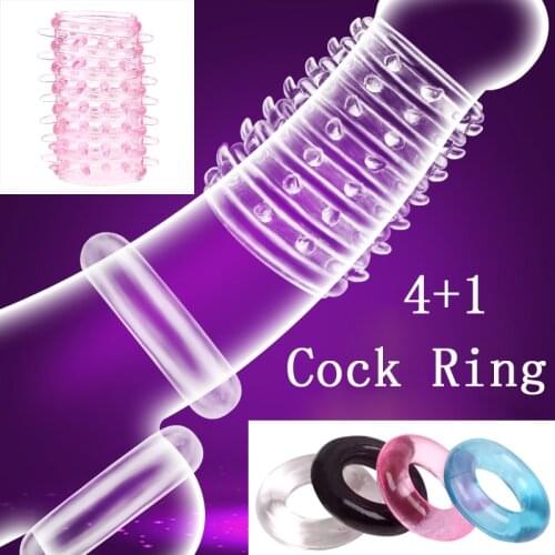 5 PCS Men Cock Ring Penis Massage Lock Semen Erection Delay Ejaculation Sex Products Sex Toys For Men