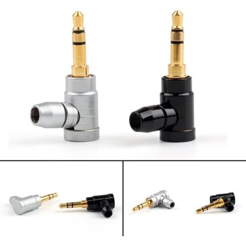 Artudatech 2 Pcs Copper 1/8 "3.5mm Stereo Angled Male Plug Solder Jack Audio Adapter Diy