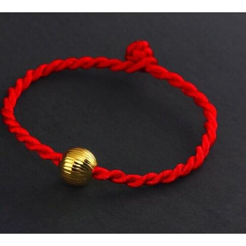 Pure 24K Yellow gold 3D Lantern Beads String Bracelet 0.72g