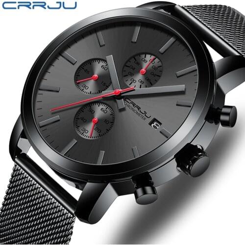 CRRJU Mens Watch Fashion Business Stainless Steel WristWatch for Men Military waterproof Cool Quartz watches relogio masculino