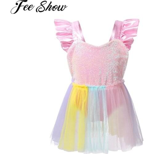 FEESHOW Infant Baby Girls Summer Romper Dress Shiny Sequins Backless Mesh Dresses Birthday Tulle Skirt Party Casual Costume