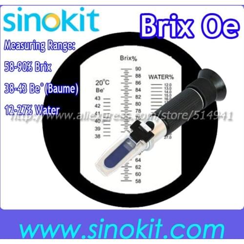 Honey Measuring Range: 58-90%Brix 38-43 Be' 12-27% Water Refractometer Not with calibration oil - RHB-90ATC