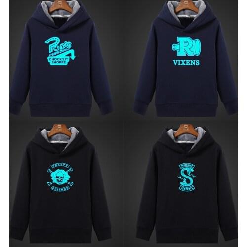 TV Series Riverdale Fluorescent Luminous Mens Hoodies Thick Winter Fleece Warm Jackets Hooded Casual Coat Sweatshirt
