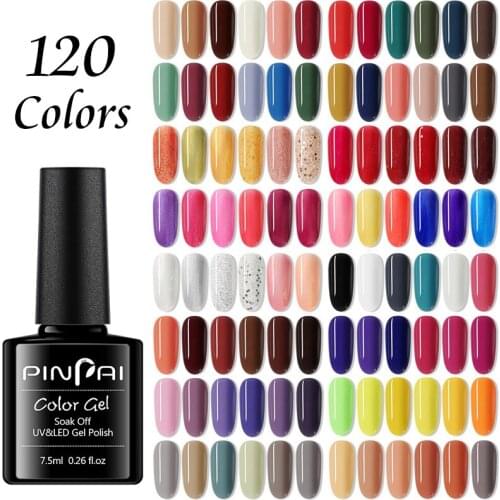 PinPai 120 Colors Nail Art Paint Gel Polish Soak Off Permanent UV Gel Hybrid Nails Base Top Coat 7.5ml Nail Art Gel Lacquer