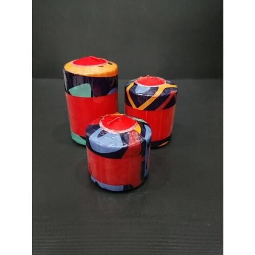 Horizon Candle Cylindrical Candle 3'lü Red