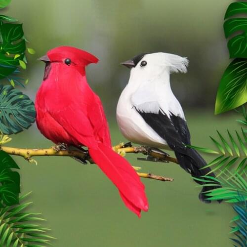 2pcs Simulation Feather Couple Birds Classic Texture Practical Portable Delicate Clip Artificial Foam Landscape Garden Decor