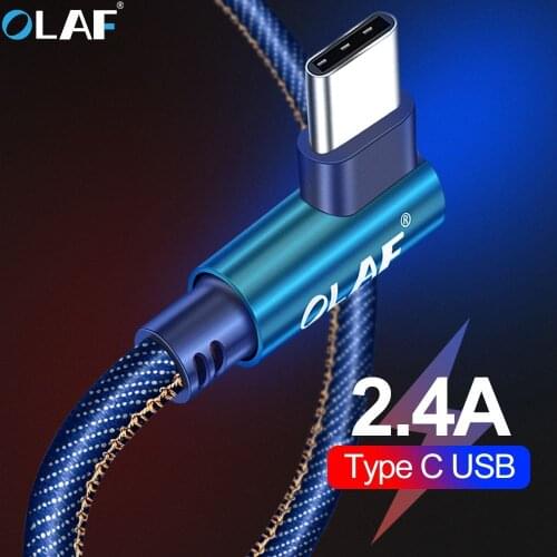 Olaf USB Type C 90 Degree Fast Charging usb c cable Type-c data Cord Charger usb-c For Samsung S8 S9 Note 9 8 Xiaomi mi8 mi9